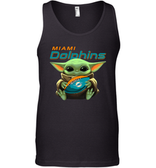 Baby Yoda Loves The Miami Dolphins Star Wars Baby Yoda Hugs Dolphins NFL Mens Tank Top Mens Tank Top - VeigarTee