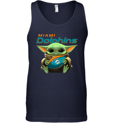 Baby Yoda Loves The Miami Dolphins Star Wars Baby Yoda Hugs Dolphins NFL Mens Tank Top Mens Tank Top - VeigarTee