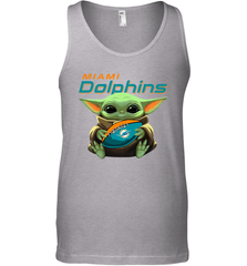 Baby Yoda Loves The Miami Dolphins Star Wars Baby Yoda Hugs Dolphins NFL Mens Tank Top Mens Tank Top - VeigarTee