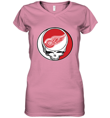 Detroit Red Wings Grateful Dead Steal Your Face Hockey NHL Womens V-Neck T-Shirt Womens V-Neck T-Shirt - VeigarTee