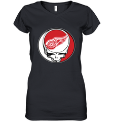 Detroit Red Wings Grateful Dead Steal Your Face Hockey NHL Womens V-Neck T-Shirt Womens V-Neck T-Shirt - VeigarTee