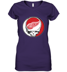 Detroit Red Wings Grateful Dead Steal Your Face Hockey NHL Womens V-Neck T-Shirt Womens V-Neck T-Shirt - VeigarTee