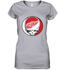 Detroit Red Wings Grateful Dead Steal Your Face Hockey NHL Womens V-Neck T-Shirt Womens V-Neck T-Shirt - VeigarTee