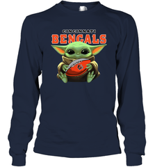 Baby Yoda Loves The Cincinnati Bengals Star Wars Baby Yoda Hugs Bengals NFL Adult Long Sleeve T-Shirt Adult Long Sleeve T-Shirt - VeigarTee