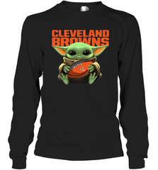 Baby Yoda Loves The Cleveland Browns Star Wars Baby Yoda Hugs Browns NFL Adult Long Sleeve T-Shirt Adult Long Sleeve T-Shirt - VeigarTee
