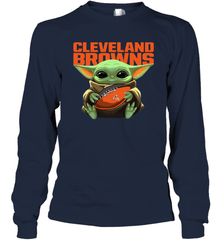 Baby Yoda Loves The Cleveland Browns Star Wars Baby Yoda Hugs Browns NFL Adult Long Sleeve T-Shirt Adult Long Sleeve T-Shirt - VeigarTee