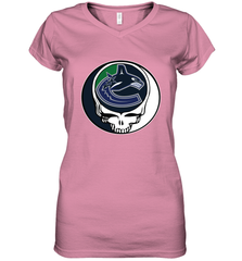 Vancouver Canucks Grateful Dead Steal Your Face Hockey NHL Womens V-Neck T-Shirt Womens V-Neck T-Shirt - VeigarTee
