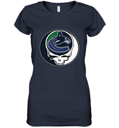 Vancouver Canucks Grateful Dead Steal Your Face Hockey NHL Womens V-Neck T-Shirt