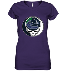 Vancouver Canucks Grateful Dead Steal Your Face Hockey NHL Womens V-Neck T-Shirt Womens V-Neck T-Shirt - VeigarTee