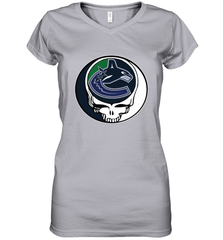 Vancouver Canucks Grateful Dead Steal Your Face Hockey NHL Womens V-Neck T-Shirt Womens V-Neck T-Shirt - VeigarTee