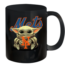 Baby Yoda Hugs Loves The New York Mets Baseball Ceramic Mug 11oz Ceramic Mug 11oz - VeigarTee