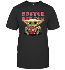 Baby Yoda Hugs Loves The Boston Red Sox Baseball Mens T-Shirt Mens T-Shirt - VeigarTee