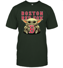 Baby Yoda Hugs Loves The Boston Red Sox Baseball Mens T-Shirt Mens T-Shirt - VeigarTee