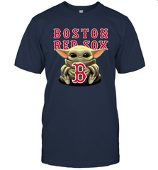 Baby Yoda Hugs Loves The Boston Red Sox Baseball Mens T-Shirt Mens T-Shirt - VeigarTee