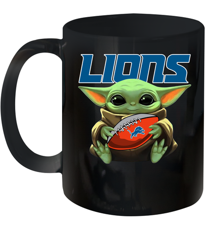 Baby Yoda Loves The Detroit Lions Star Wars Baby Yoda Hugs Lions NFL Ceramic Mug 11oz Ceramic Mug 11oz / Black / 11oz Ceramic Mug 11oz - VeigarTee