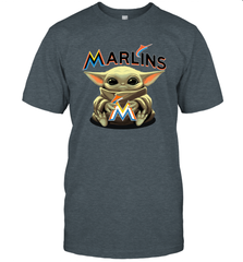 Baby Yoda Hugs Loves The Miami Marlins Baseball Mens T-Shirt Mens T-Shirt - VeigarTee