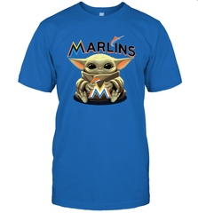 Baby Yoda Hugs Loves The Miami Marlins Baseball Mens T-Shirt Mens T-Shirt - VeigarTee