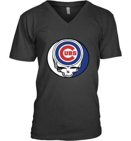 Chicago Cubs Grateful Dead Steal Your Face Baseball Mens V-Neck T-Shirt Mens V-Neck T-Shirt / Black / S Mens V-Neck T-Shirt - VeigarTee