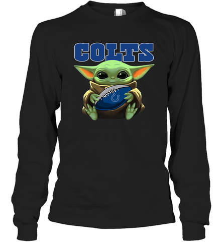 Baby Yoda Loves The Indianapolis Colts Star Wars Baby Yoda Hugs Colts NFL Adult Long Sleeve T-Shirt Adult Long Sleeve T-Shirt / Black / S Adult Long Sleeve T-Shirt - VeigarTee