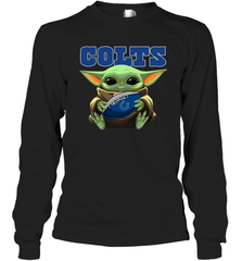 Baby Yoda Loves The Indianapolis Colts Star Wars Baby Yoda Hugs Colts NFL Adult Long Sleeve T-Shirt Adult Long Sleeve T-Shirt - VeigarTee