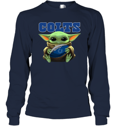 Baby Yoda Loves The Indianapolis Colts Star Wars Baby Yoda Hugs Colts NFL Adult Long Sleeve T-Shirt
