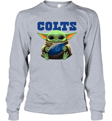 Baby Yoda Loves The Indianapolis Colts Star Wars Baby Yoda Hugs Colts NFL Adult Long Sleeve T-Shirt Adult Long Sleeve T-Shirt - VeigarTee