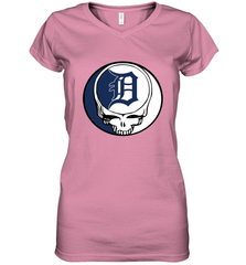 Detroit Tigers Grateful Dead Steal Your Face Baseball Womens V-Neck T-Shirt Womens V-Neck T-Shirt - VeigarTee