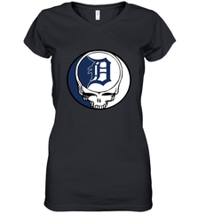 Detroit Tigers Grateful Dead Steal Your Face Baseball Womens V-Neck T-Shirt Womens V-Neck T-Shirt - VeigarTee