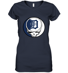 Detroit Tigers Grateful Dead Steal Your Face Baseball Womens V-Neck T-Shirt Womens V-Neck T-Shirt - VeigarTee