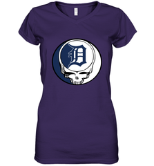 Detroit Tigers Grateful Dead Steal Your Face Baseball Womens V-Neck T-Shirt Womens V-Neck T-Shirt - VeigarTee