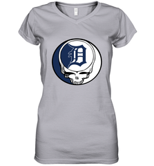 Detroit Tigers Grateful Dead Steal Your Face Baseball Womens V-Neck T-Shirt Womens V-Neck T-Shirt - VeigarTee