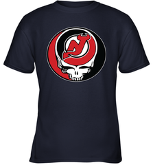 New Jersey Devils Grateful Dead Steal Your Face Hockey NHL Youth T-Shirt Youth T-Shirt - VeigarTee