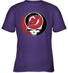 New Jersey Devils Grateful Dead Steal Your Face Hockey NHL Youth T-Shirt Youth T-Shirt - VeigarTee
