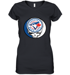 Toronto Blue Jays Grateful Dead Steal Your Face Baseball Womens V-Neck T-Shirt