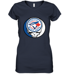 Toronto Blue Jays Grateful Dead Steal Your Face Baseball Womens V-Neck T-Shirt Womens V-Neck T-Shirt - VeigarTee