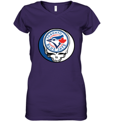 Toronto Blue Jays Grateful Dead Steal Your Face Baseball Womens V-Neck T-Shirt Womens V-Neck T-Shirt - VeigarTee
