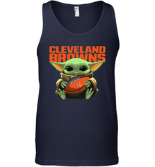 Baby Yoda Loves The Cleveland Browns Star Wars Baby Yoda Hugs Browns NFL Mens Tank Top Mens Tank Top - VeigarTee