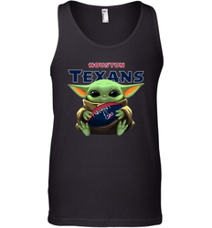Baby Yoda Loves The Houston Texans Star Wars Baby Yoda Hugs Texans NFL Mens Tank Top