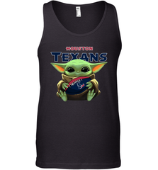Baby Yoda Loves The Houston Texans Star Wars Baby Yoda Hugs Texans NFL Mens Tank Top Mens Tank Top - VeigarTee