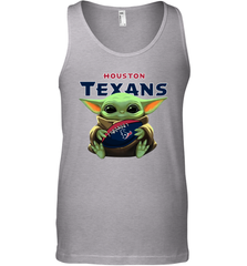 Baby Yoda Loves The Houston Texans Star Wars Baby Yoda Hugs Texans NFL Mens Tank Top Mens Tank Top - VeigarTee