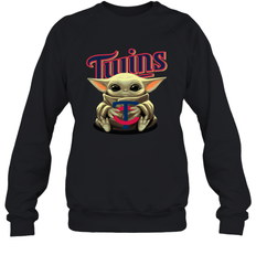 Baby Yoda Hugs Loves The Minnesota Twins Baseball Adult Sweatshirt