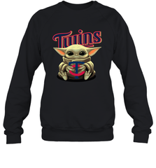 Baby Yoda Hugs Loves The Minnesota Twins Baseball Adult Sweatshirt Adult Sweatshirt - VeigarTee