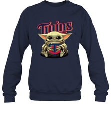 Baby Yoda Hugs Loves The Minnesota Twins Baseball Adult Sweatshirt Adult Sweatshirt - VeigarTee