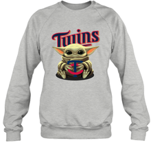 Baby Yoda Hugs Loves The Minnesota Twins Baseball Adult Sweatshirt Adult Sweatshirt - VeigarTee