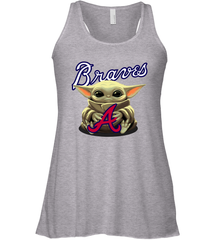 Baby Yoda Hugs Loves The Atlanta Braves Baseball Womens Racerback Tank Top Womens Racerback Tank Top - VeigarTee