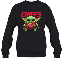 Baby Yoda Loves The Kansas City Chiefs Star Wars Baby Yoda Hugs Chiefs NFL Adult Sweatshirt Adult Sweatshirt - VeigarTee