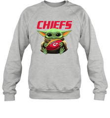 Baby Yoda Loves The Kansas City Chiefs Star Wars Baby Yoda Hugs Chiefs NFL Adult Sweatshirt Adult Sweatshirt - VeigarTee