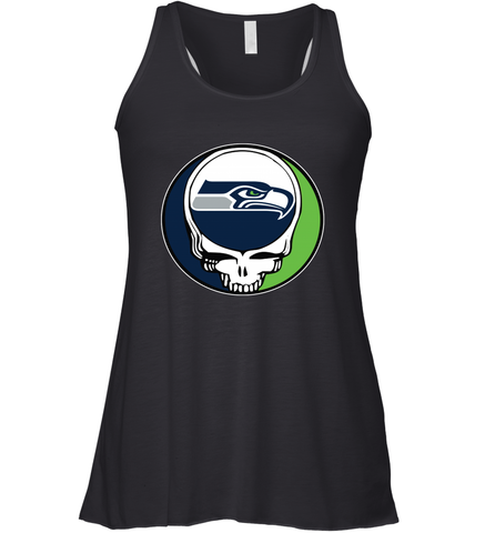 Seattle Seahawks Grateful Dead Steal Your Face NFL Football Womens Racerback Tank Top Womens Racerback Tank Top / Black / XS Womens Racerback Tank Top - VeigarTee