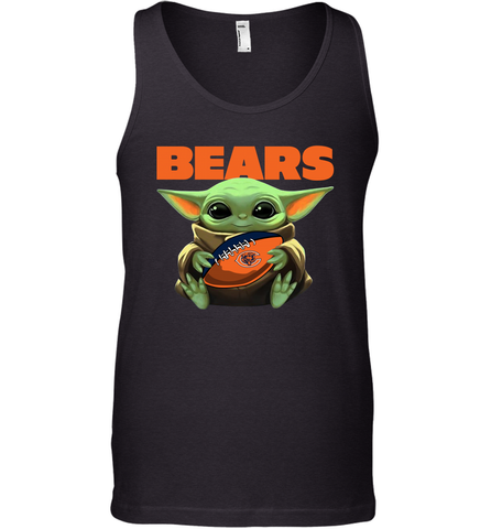 Baby Yoda Loves The Chicago Bears Star Wars Baby Yoda Hugs Bears NFL Mens Tank Top Mens Tank Top / Black / XS Mens Tank Top - VeigarTee