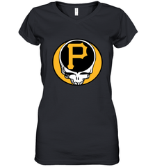 Pittsburgh Pirates Grateful Dead Steal Your Face Baseball Womens V-Neck T-Shirt Womens V-Neck T-Shirt - VeigarTee